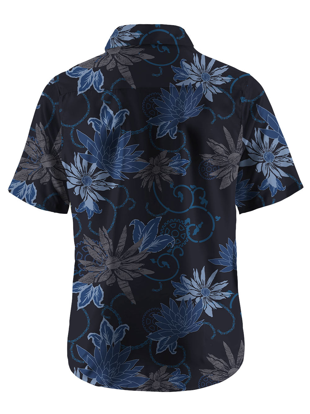 Orionride Dark Flowers Zipper Pockets Ultra Lightweight Short Sleeves Gravel Shirt