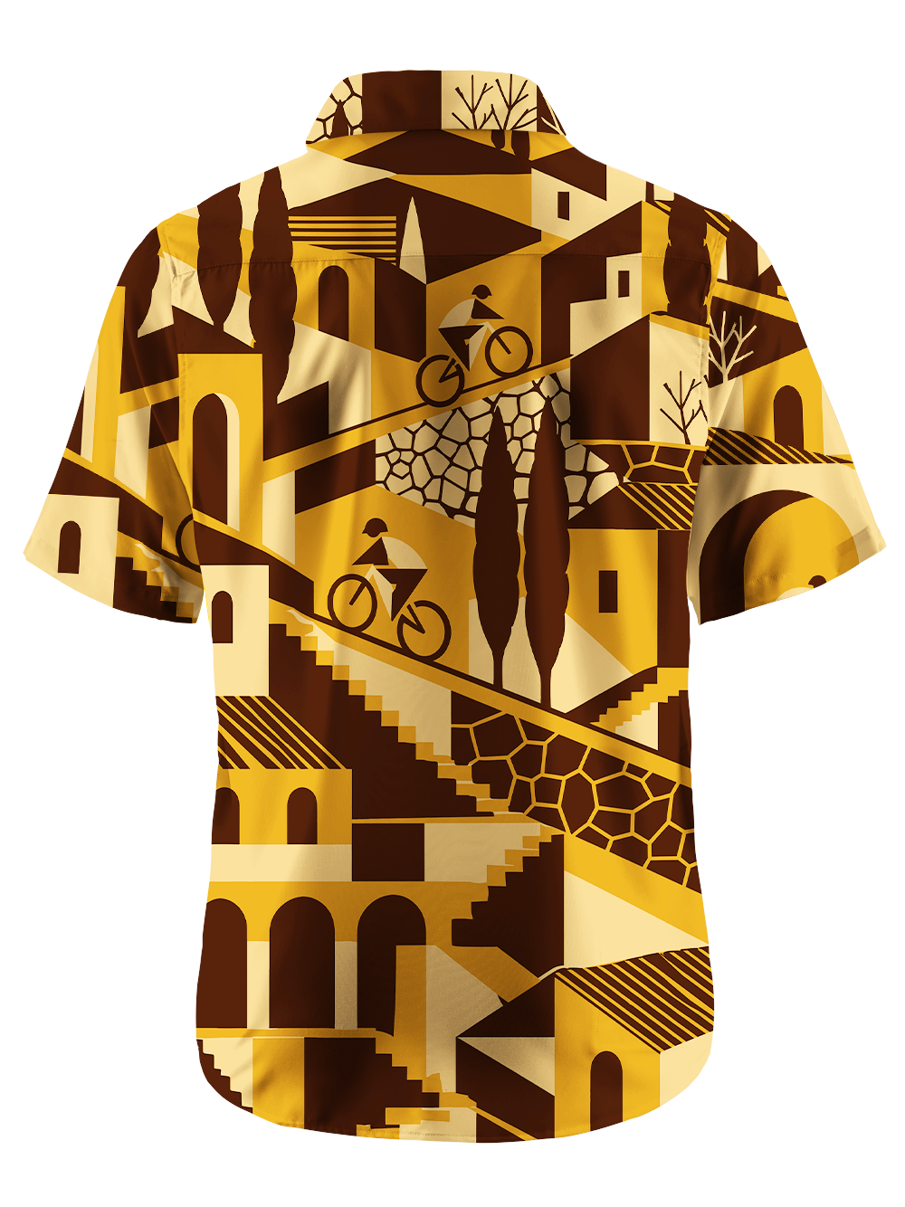 OrionrideGeometric Urban Zipper Pockets Ultra Lightweight Short Sleeves Gravel Shirt