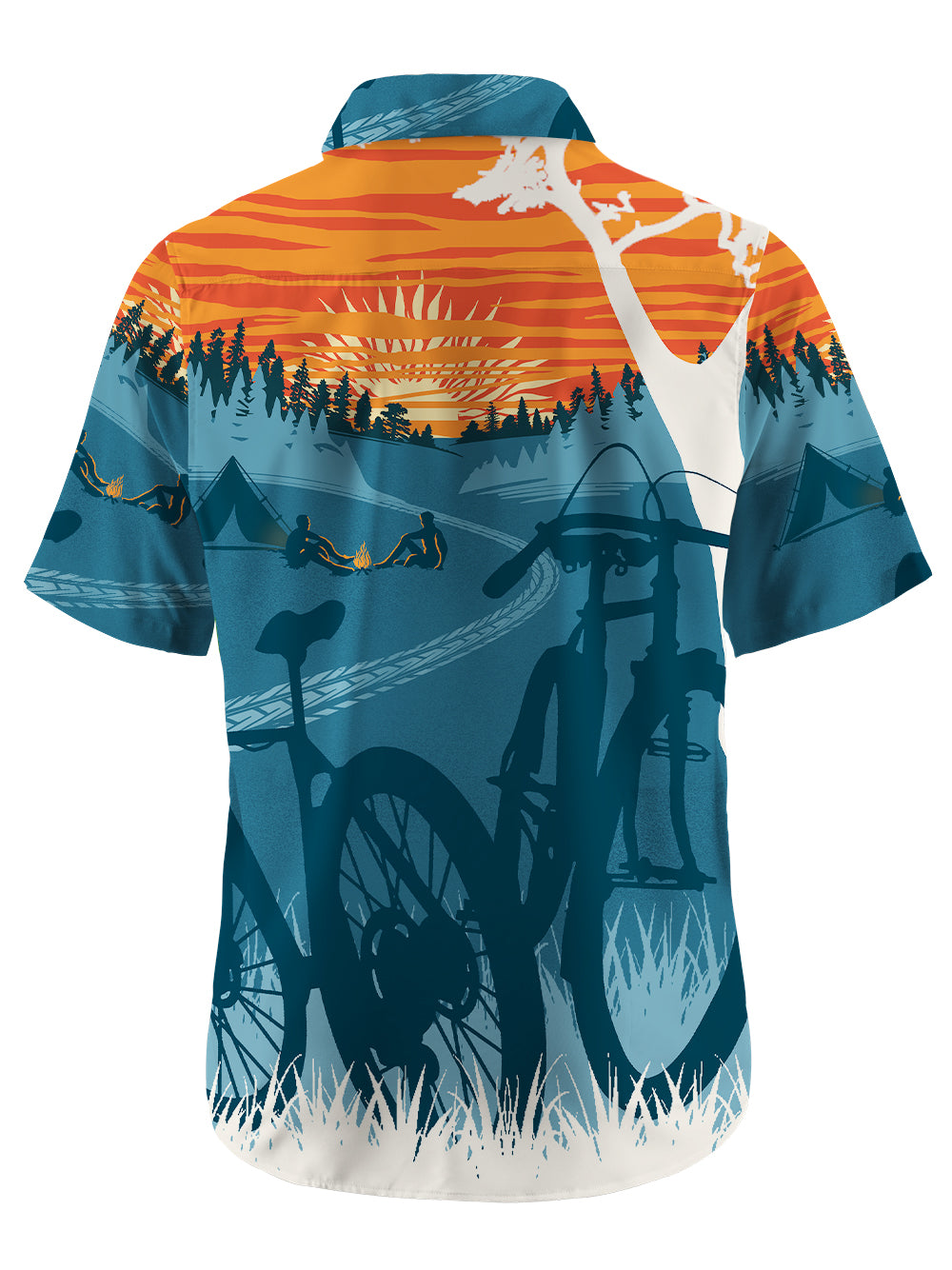 Orionride Sunset Camping Zipper Pockets Ultra Lightweight Short Sleeves Gravel Shirt