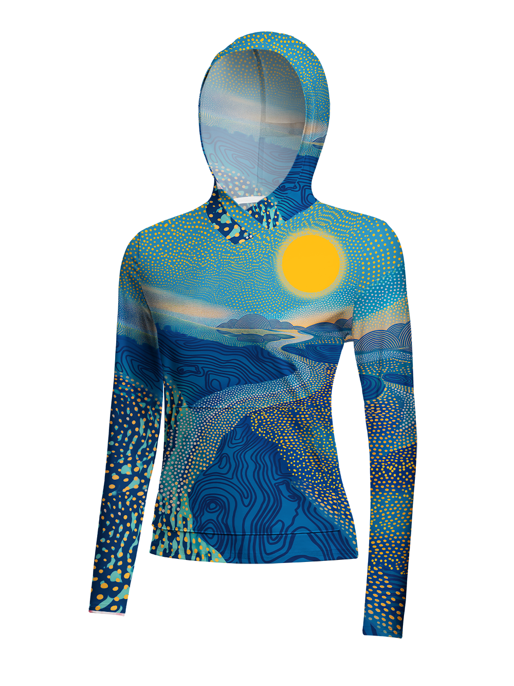 Orionride Dot Mountain River Women's Long Sleeve Cycling Hoodie Shirt