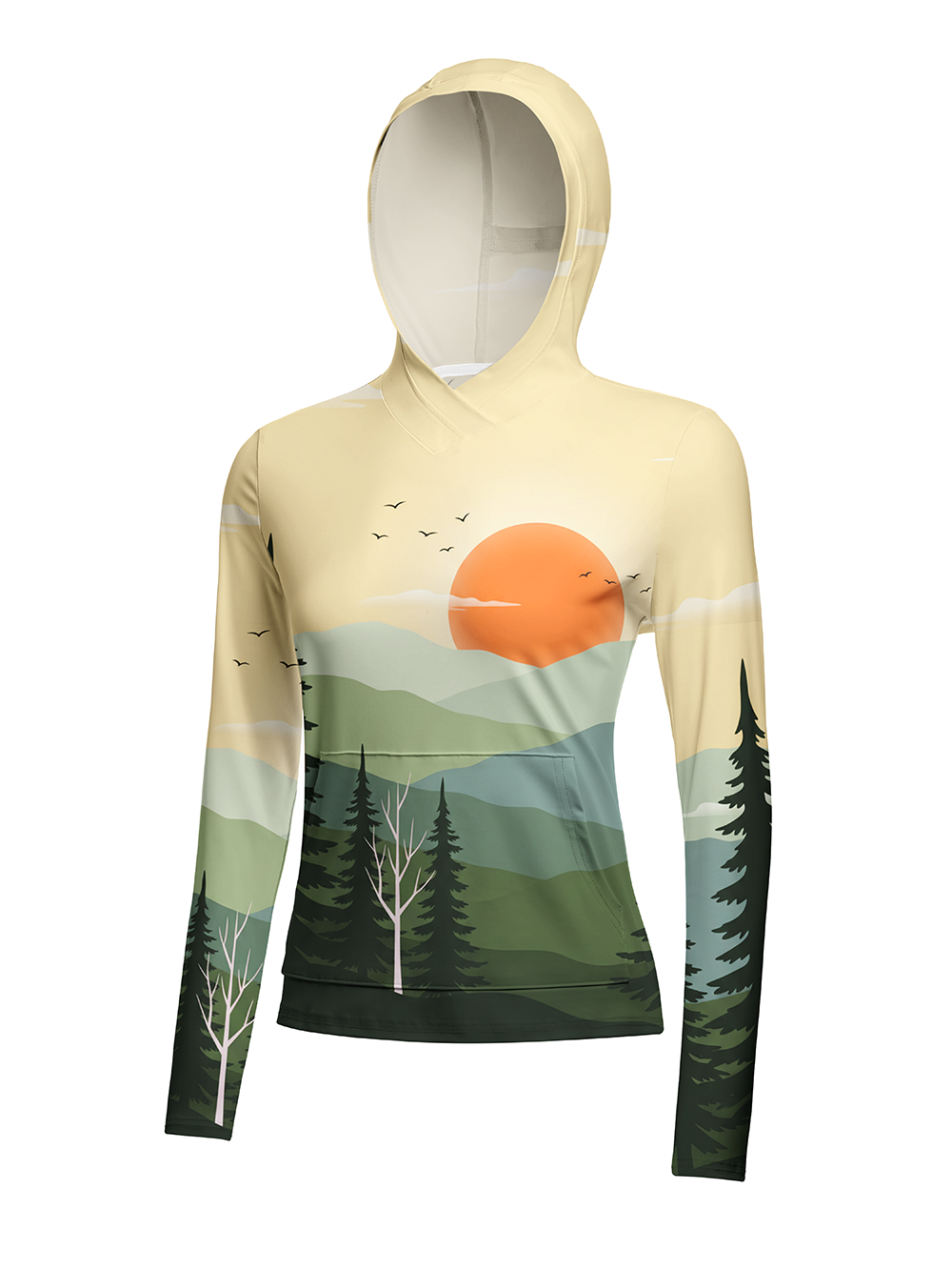Orionride Mountain Sunset Women's Long Sleeve Cycling Hoodie Shirt