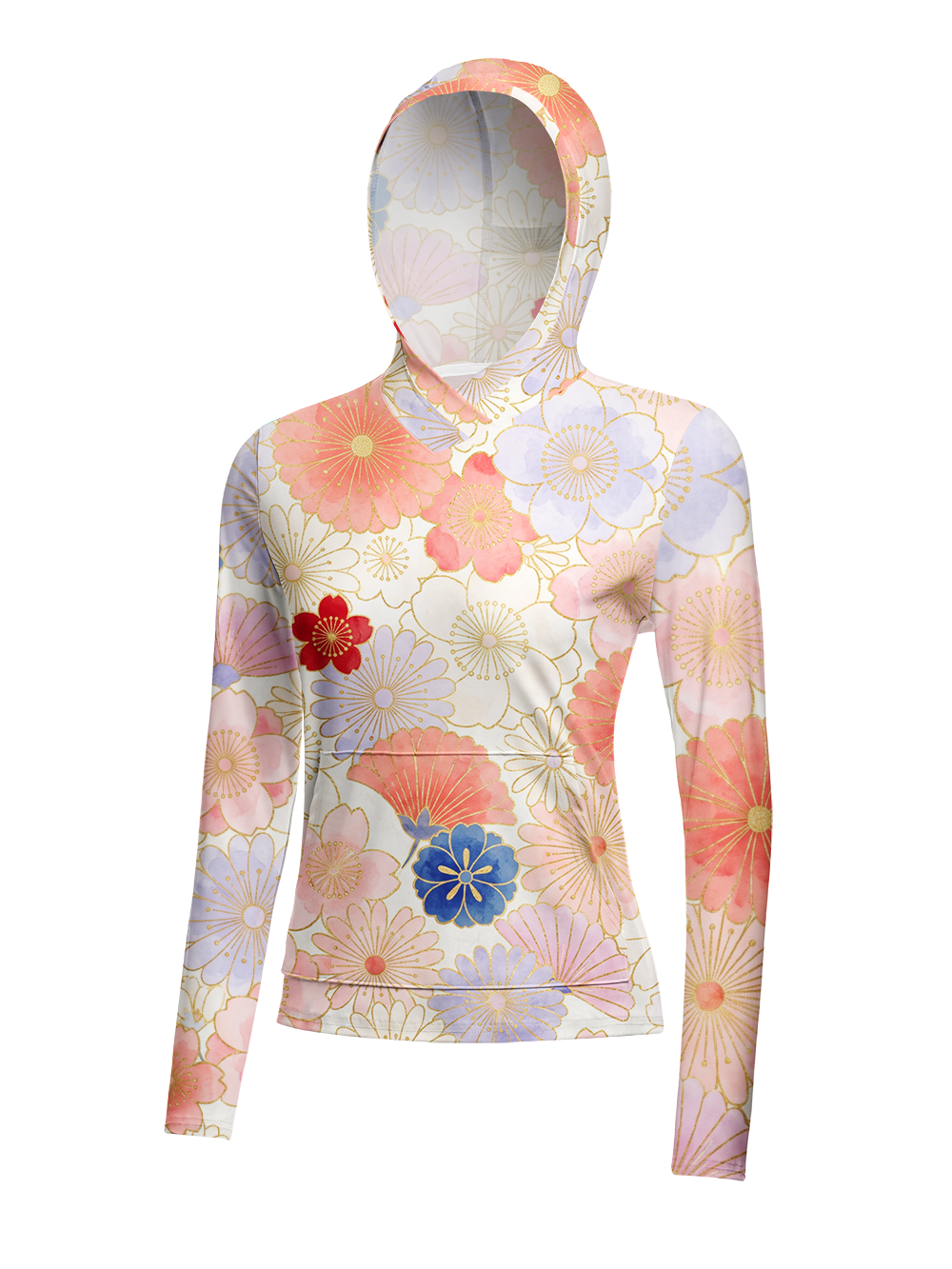 Orionride Sweet Florals Women's Long Sleeve Cycling Hoodie Shirt