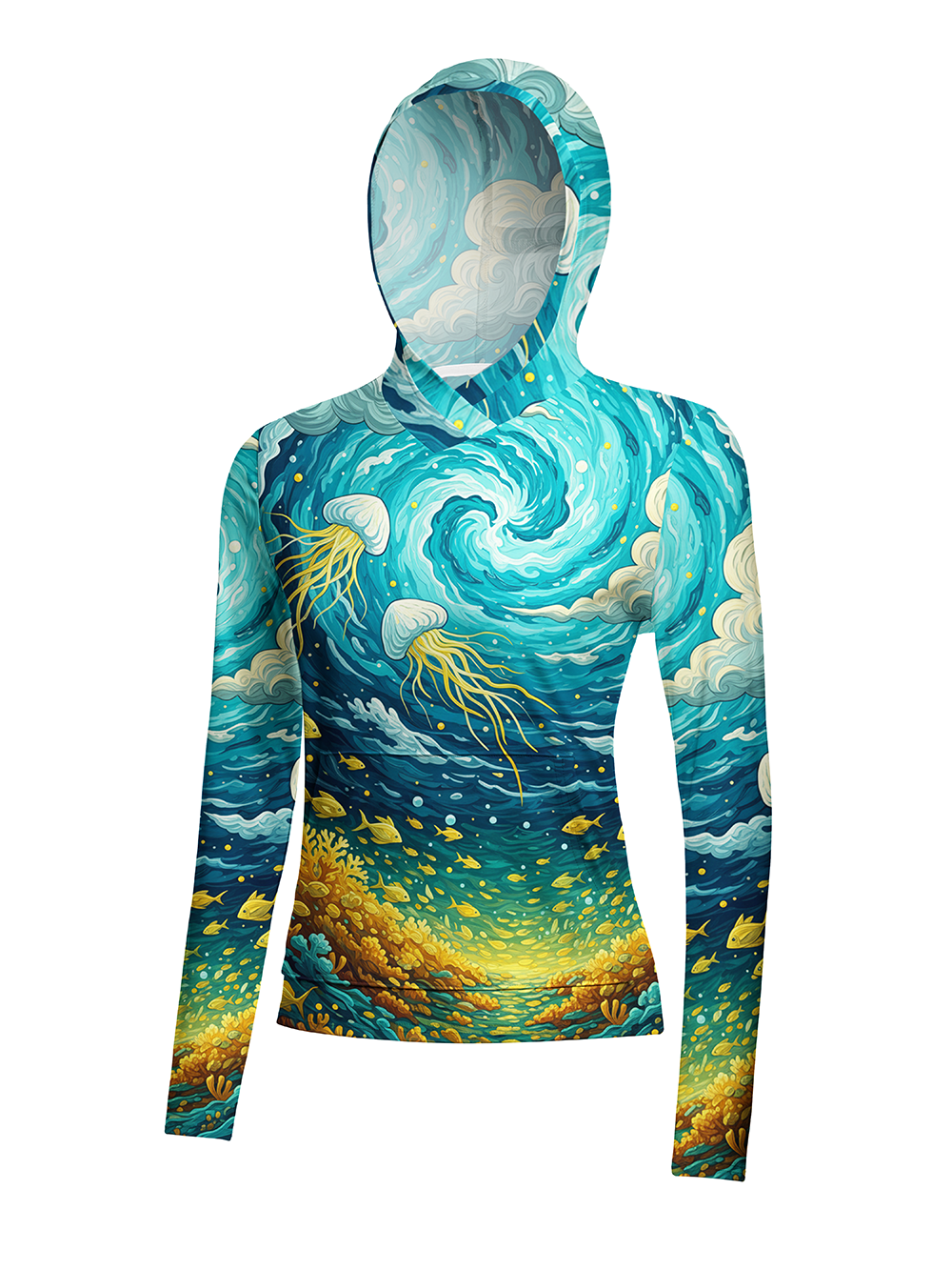 Orionride Deep Sea Women's Long Sleeve Cycling Hoodie Shirt