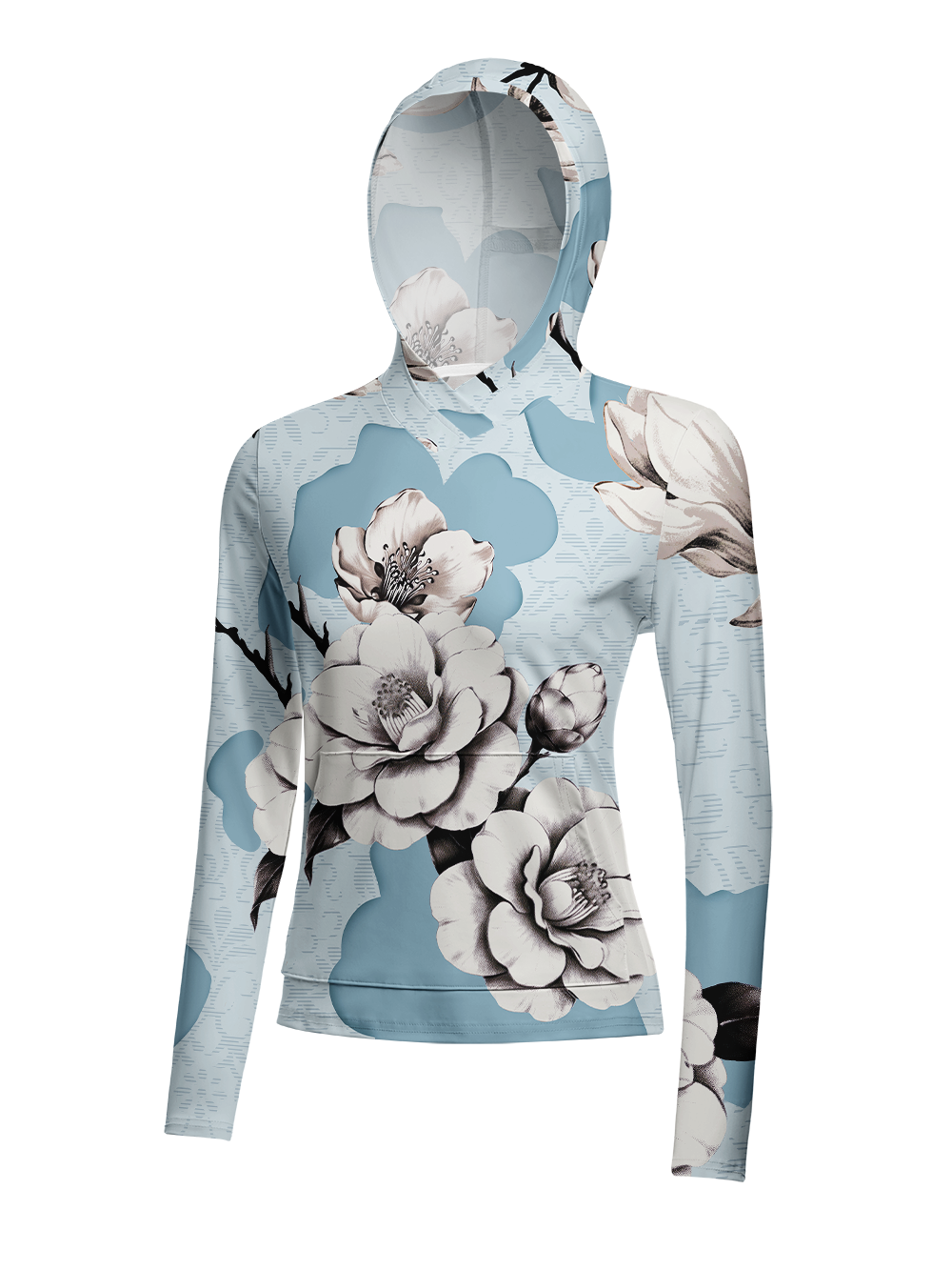 Orionride Porcelain Bloom Women's Long Sleeve Cycling Hoodie Shirt
