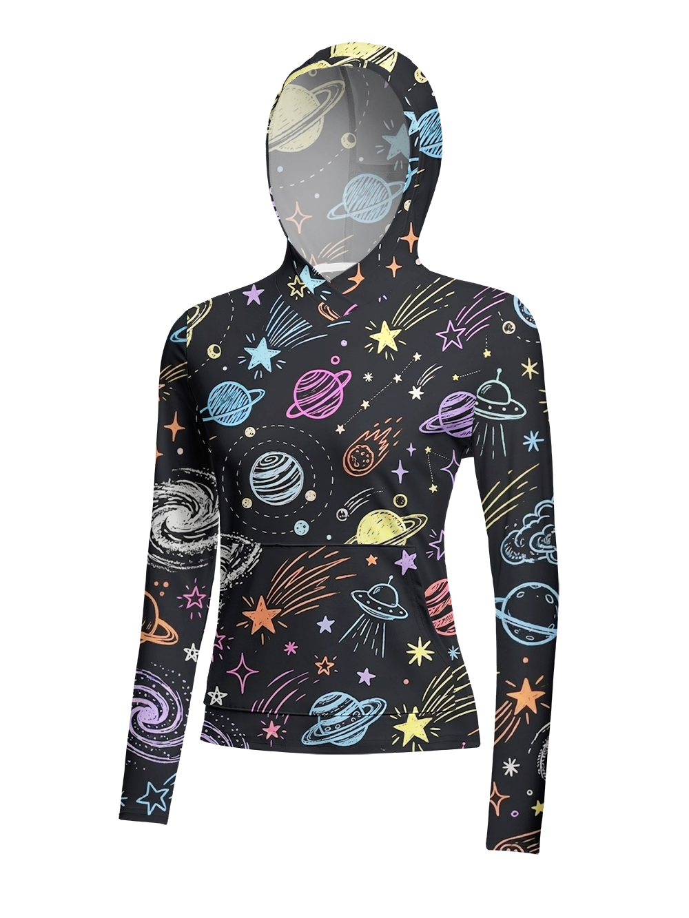 Orionride Hand-painted Planet Women's Long Sleeve Cycling Hoodie Shirt