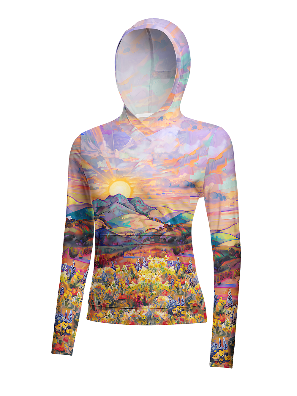 Orionride Sunset Pulse Women's Long Sleeve Cycling Hoodie Shirt