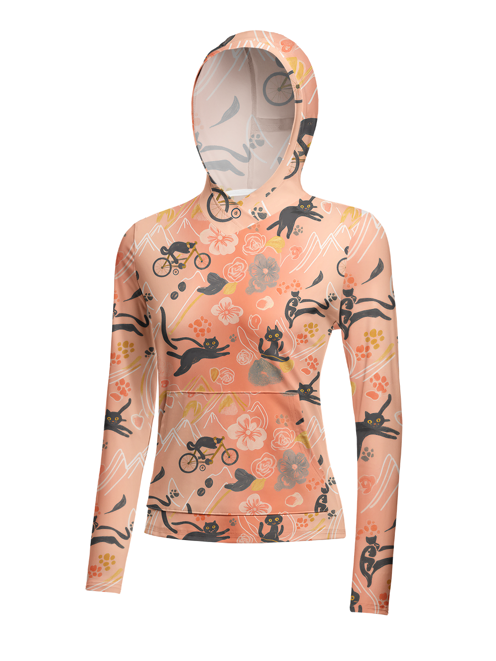 Orionride Leisurely Cat Women's Long Sleeve Cycling Hoodie Shirt