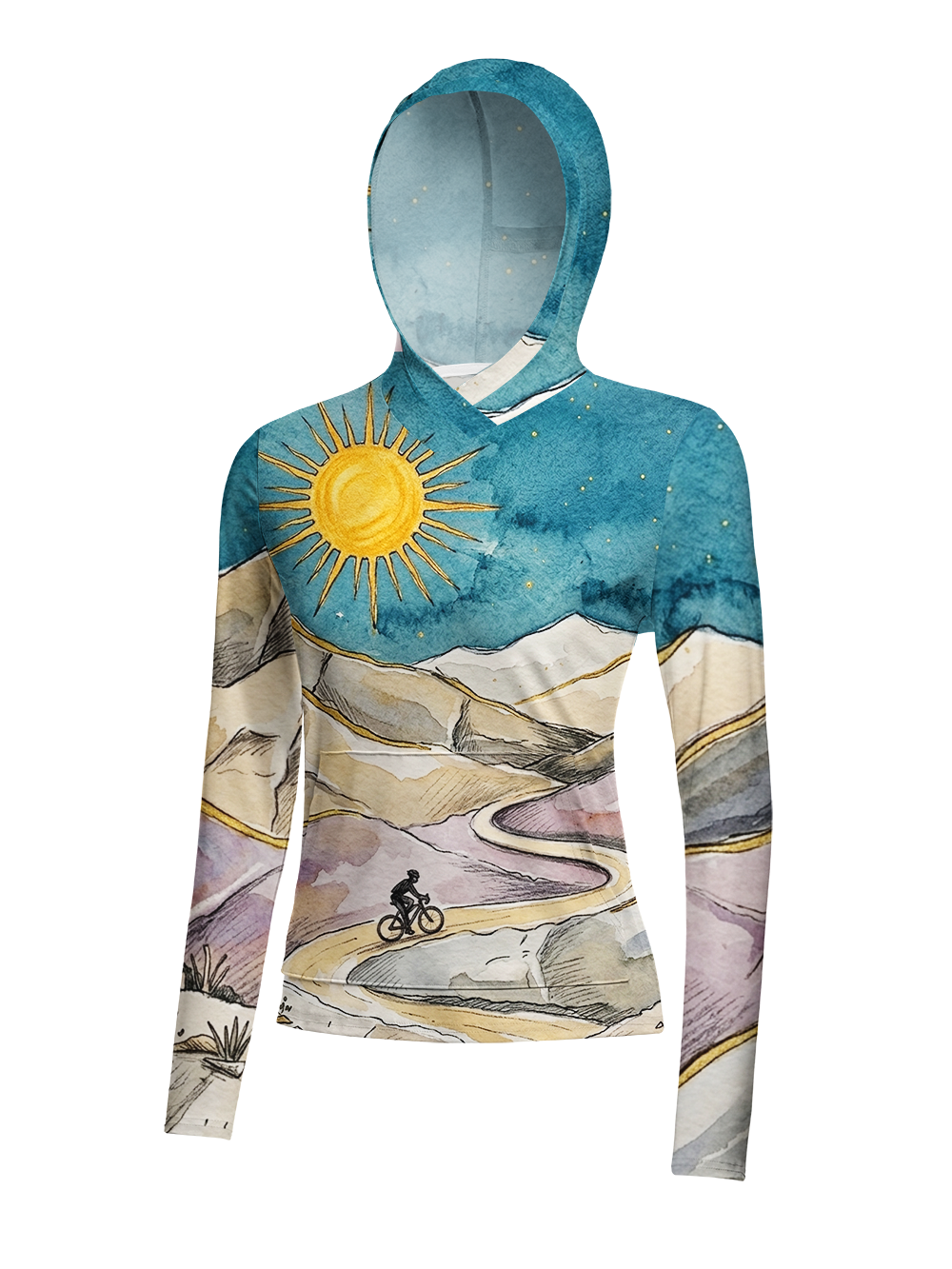 Orionride Perilous Mountain Path Women's Long Sleeve Cycling Hoodie Shirt