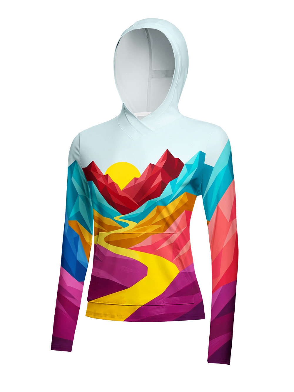 Orionride Colorful Peaks Women's Long Sleeve Cycling Hoodie Shirt