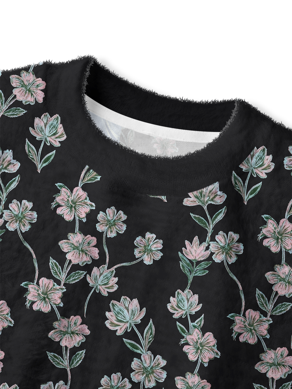 Orionride Crayon Flowers Women's Fuzzy Knit Sweater