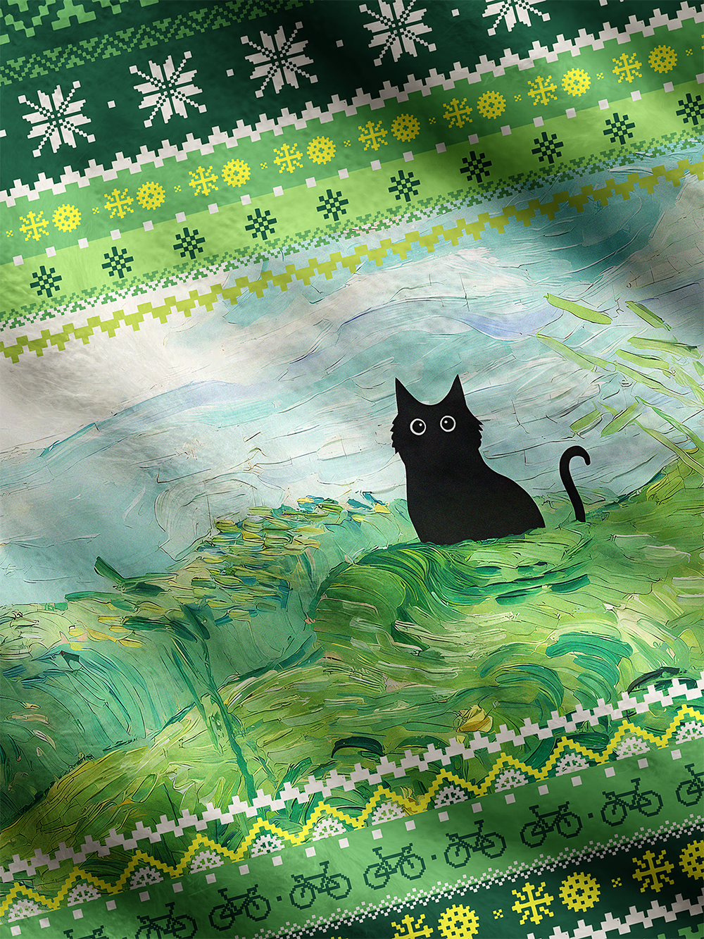 Orionride Cat On The Grass Men's Cardigan Knit Sweaters