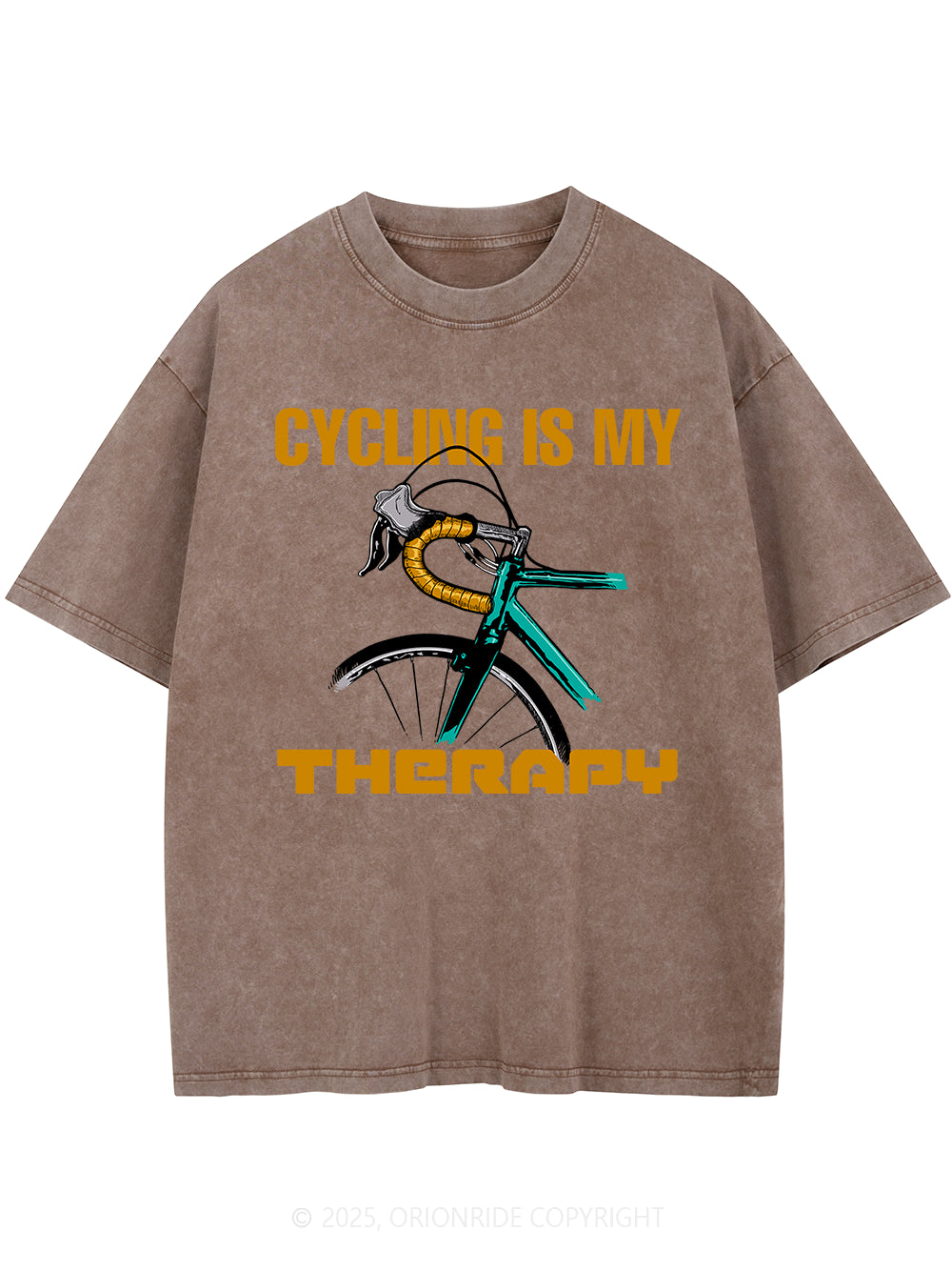 Orionride Cycling Is My Therapy Short Sleeves Bike Washed T-Shirt