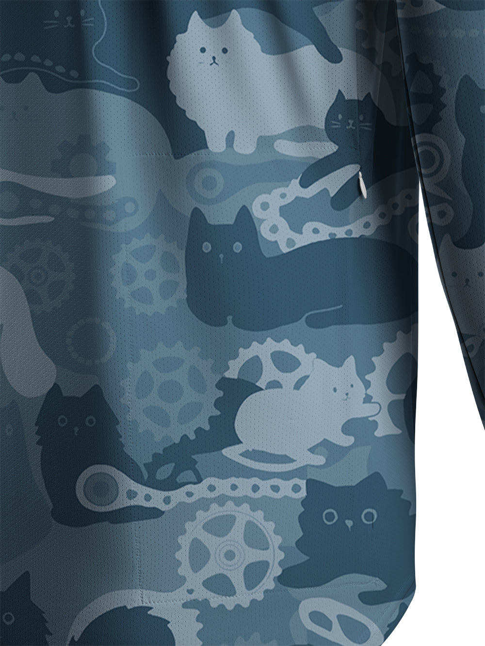Orionride Cat Playing With Gears Men's Stretchy Breathable Long Sleeve Gravel Shirt