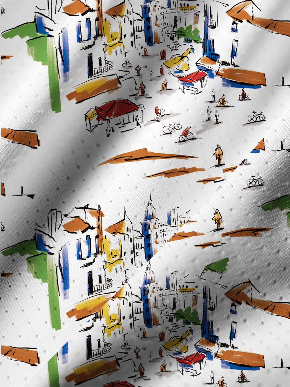 Orionride Hand-painted Street Scene Women's Breathable Short Sleeve T-shirt