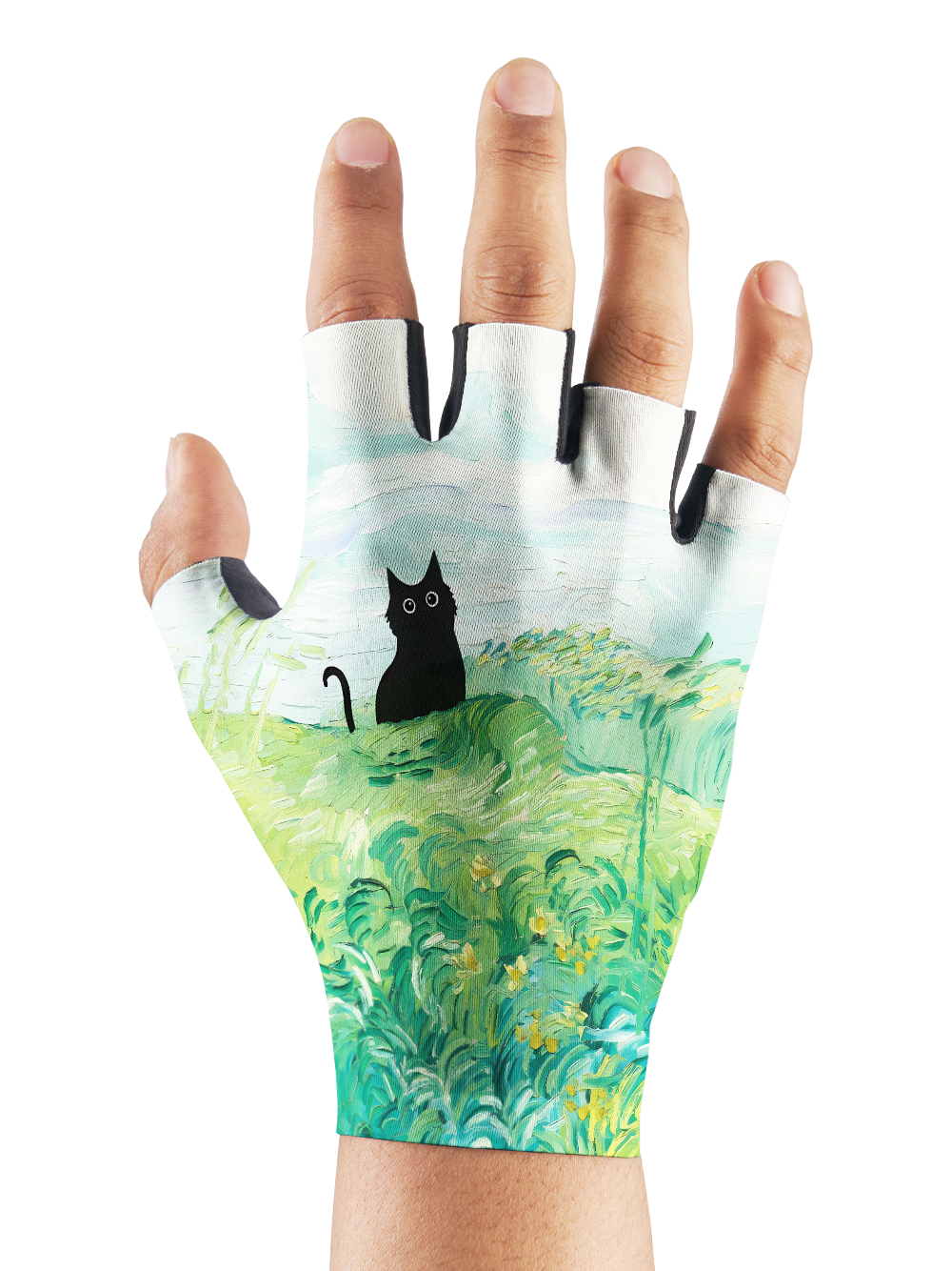 Orionride Oil Painting Black Cat Cycling Gloves