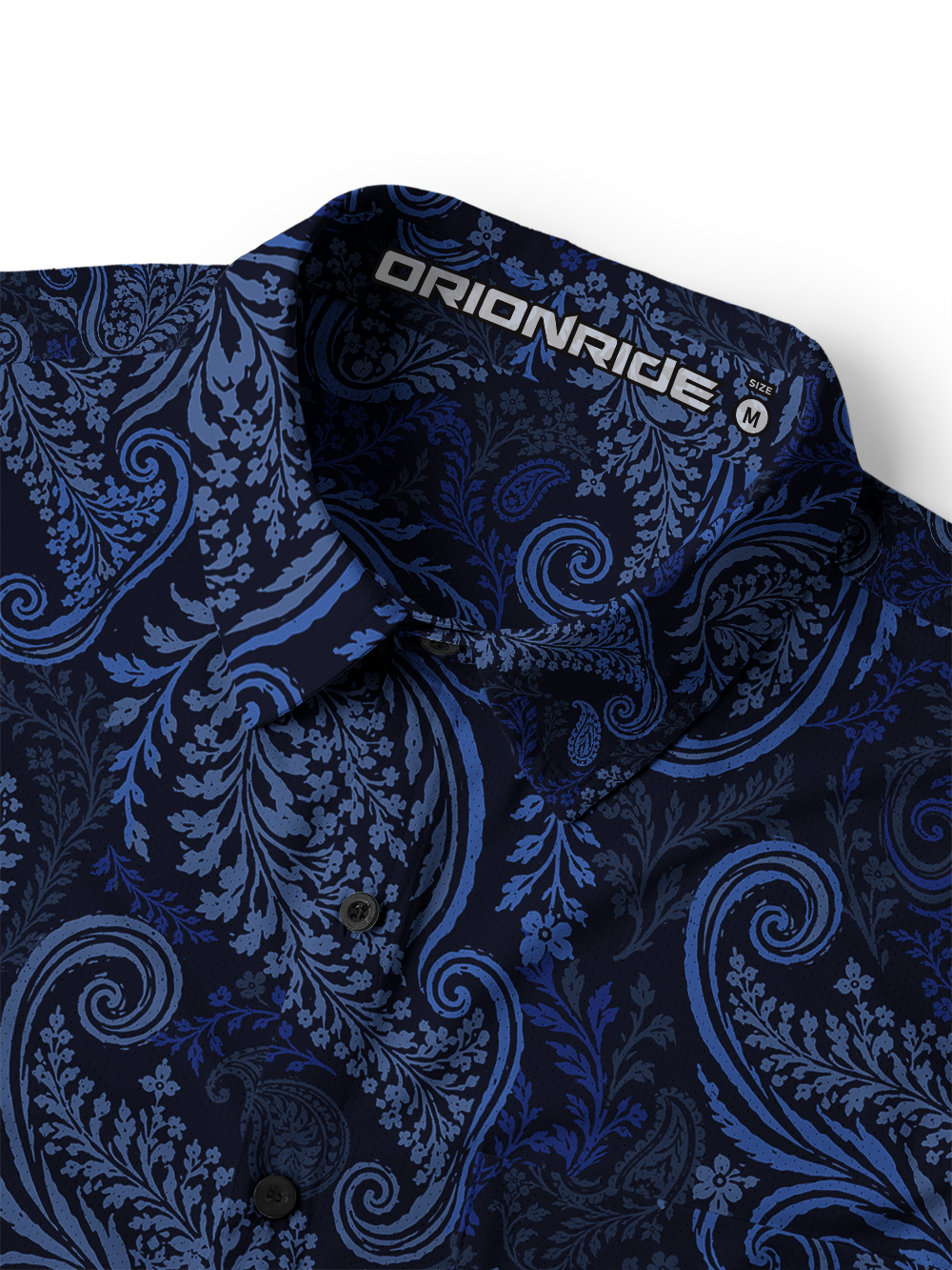 Orionride Blue Paisley Men's Stretchy Breathable Long Sleeve Gravel Shirt