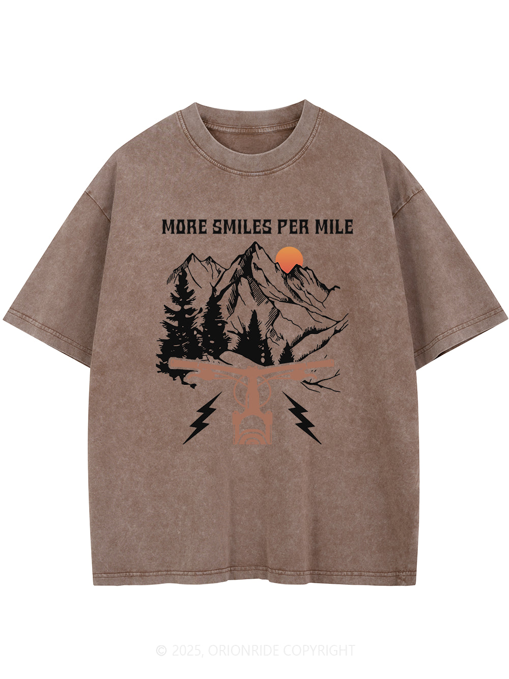 Orionride More Smiles Per Mile Short Sleeves Bike Washed T-Shirt