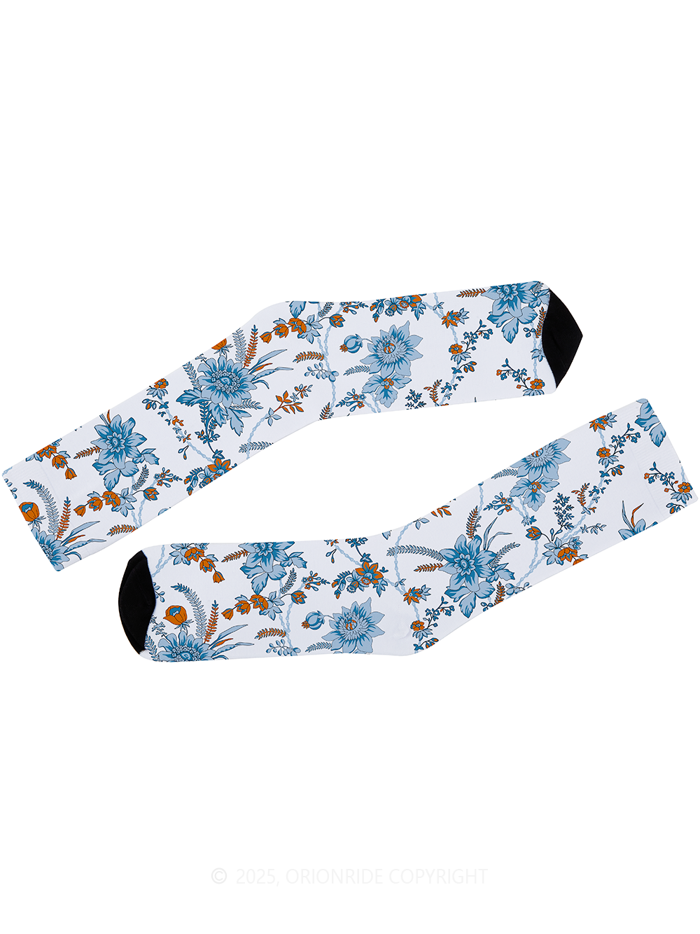 Orionride Blue Chain Flower Cycling Socks