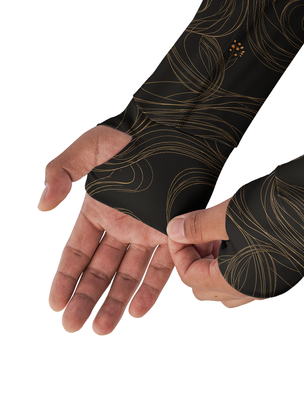 Orionride Gold-threaded Floral Long Sleeve Cycling Hoodie Shirt