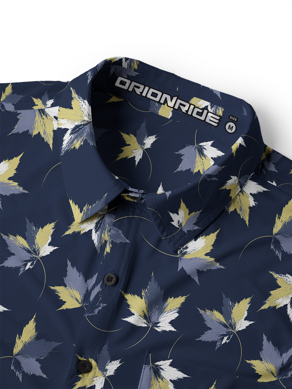 Orionride Dark Leaf Mosaic Men's Stretchy Breathable Long Sleeve Gravel Shirt