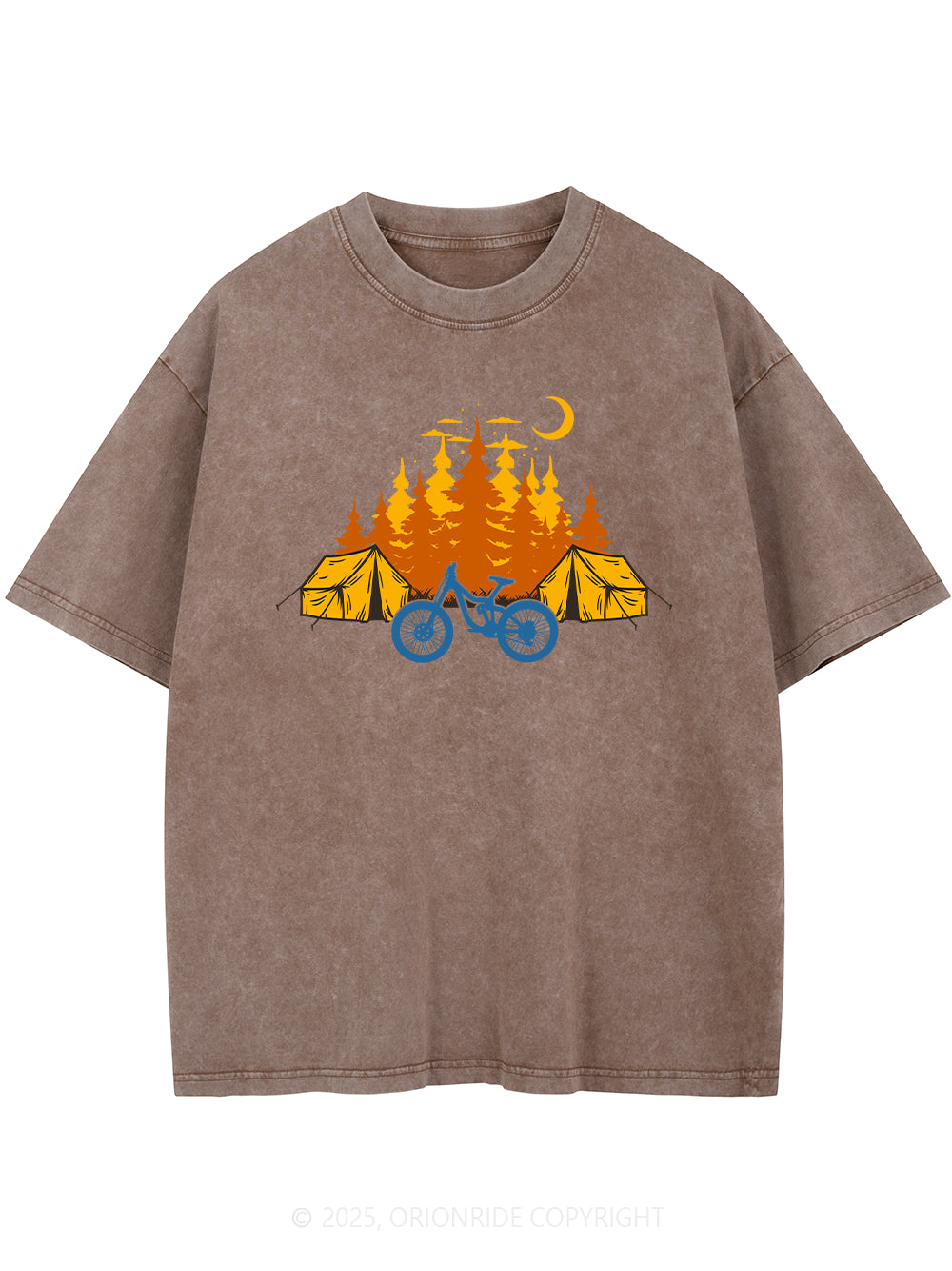 Orionride Camping Short Sleeves Bike Washed T-Shirt