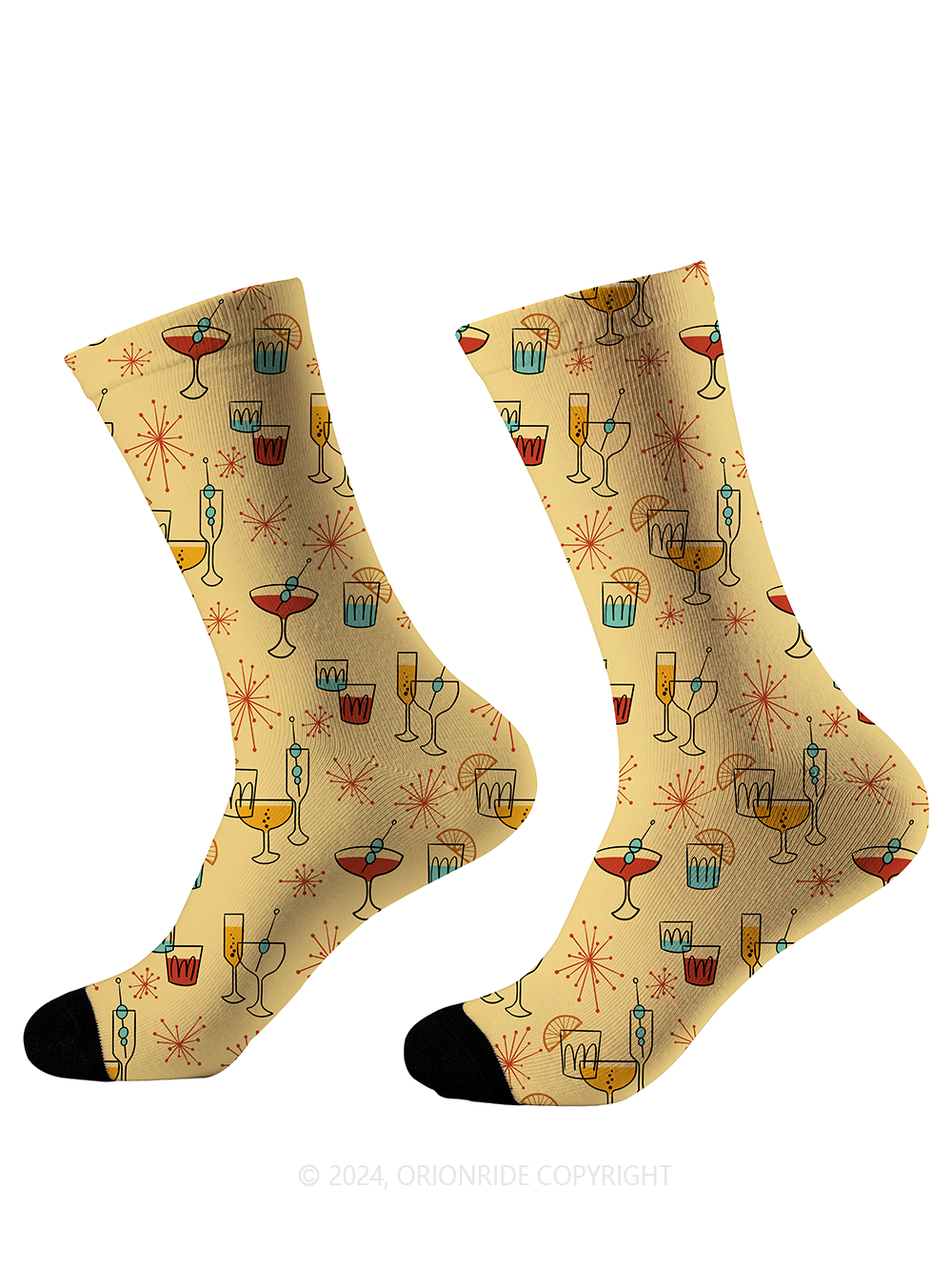 Orionride Wine Glass Fireworks Cycling Socks