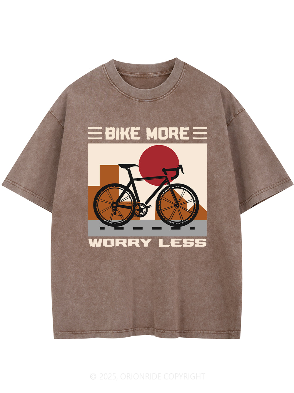 Orionride Bike More Worry Less Short Sleeves Bike Washed T-Shirt