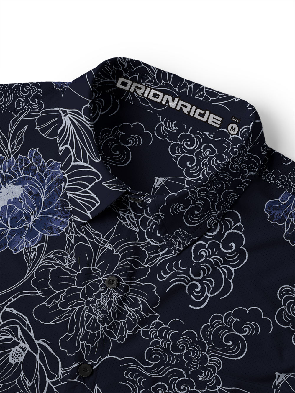 Orionride Auspicious Clouds And Flowers Men's Stretchy Breathable Long Sleeve Gravel Shirt