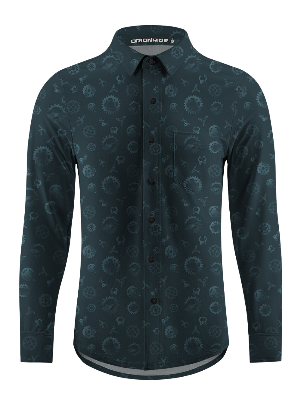 Orionride Ink Painting Parts Men's Stretchy Breathable Long Sleeve Gravel Shirt