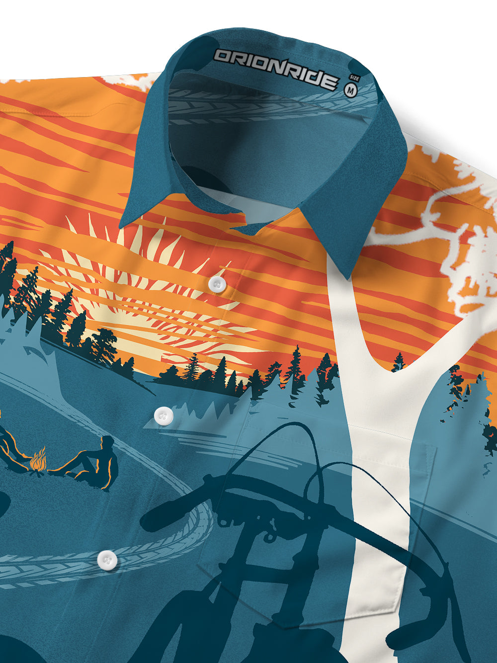 Orionride Sunset Camping Zipper Pockets Ultra Lightweight Short Sleeves Gravel Shirt