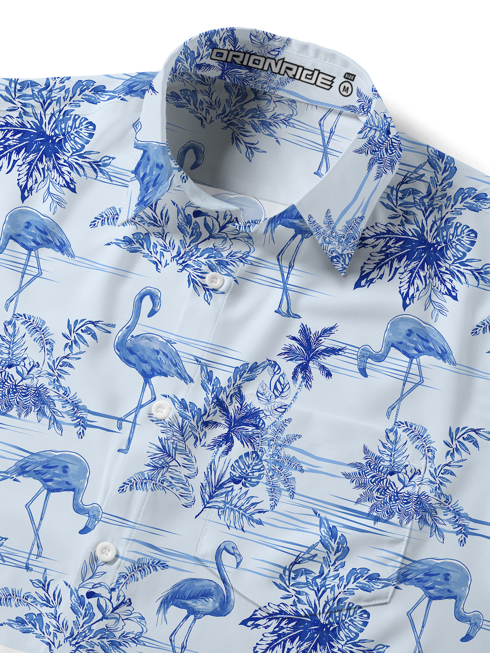 Orionride Blue Flamingo Zipper Pockets Ultra Lightweight Short Sleeves Gravel Shirt