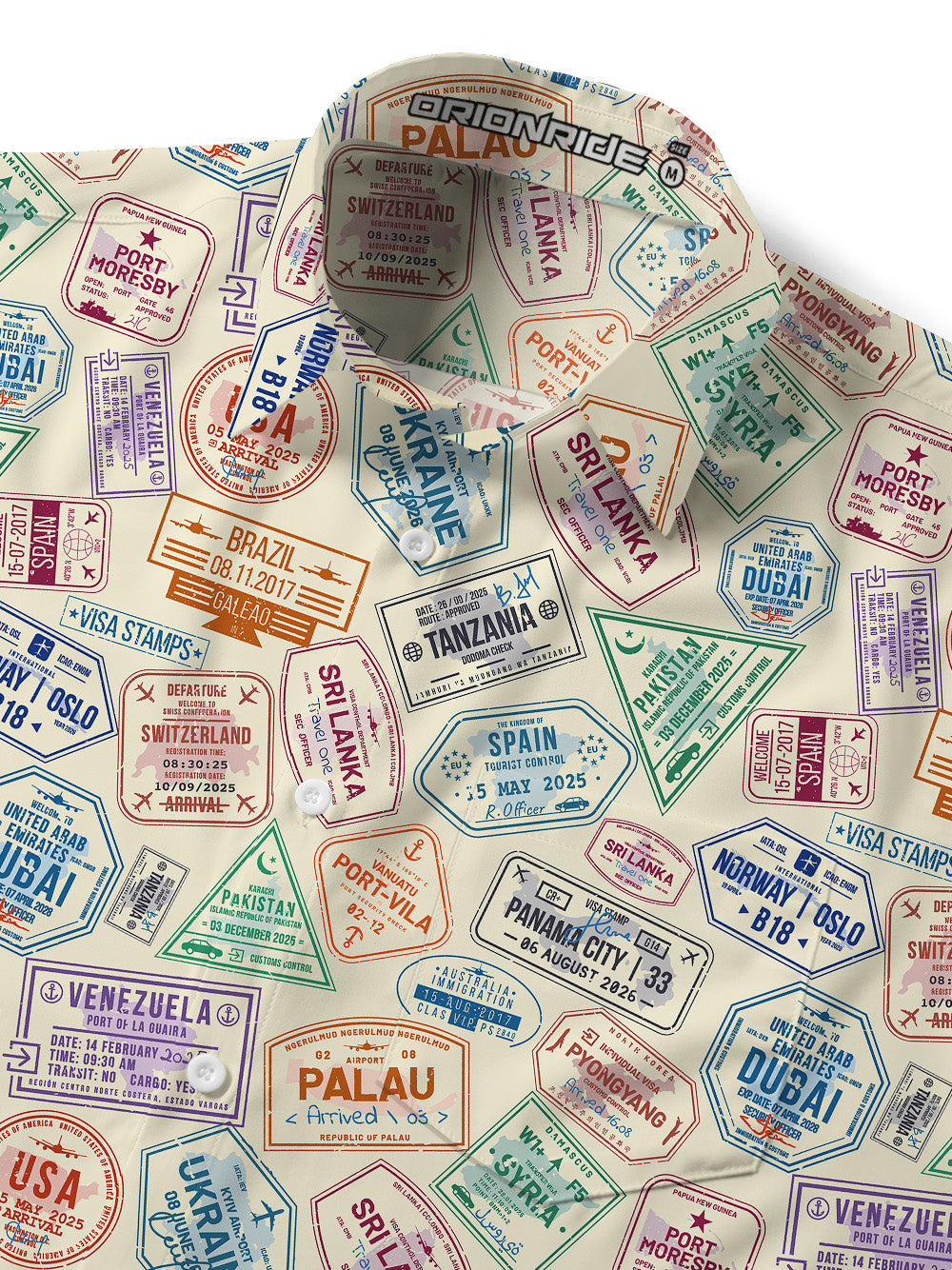 Orionride Colorful Passport Zipper Pockets Ultra Lightweight Short Sleeves Gravel Shirt