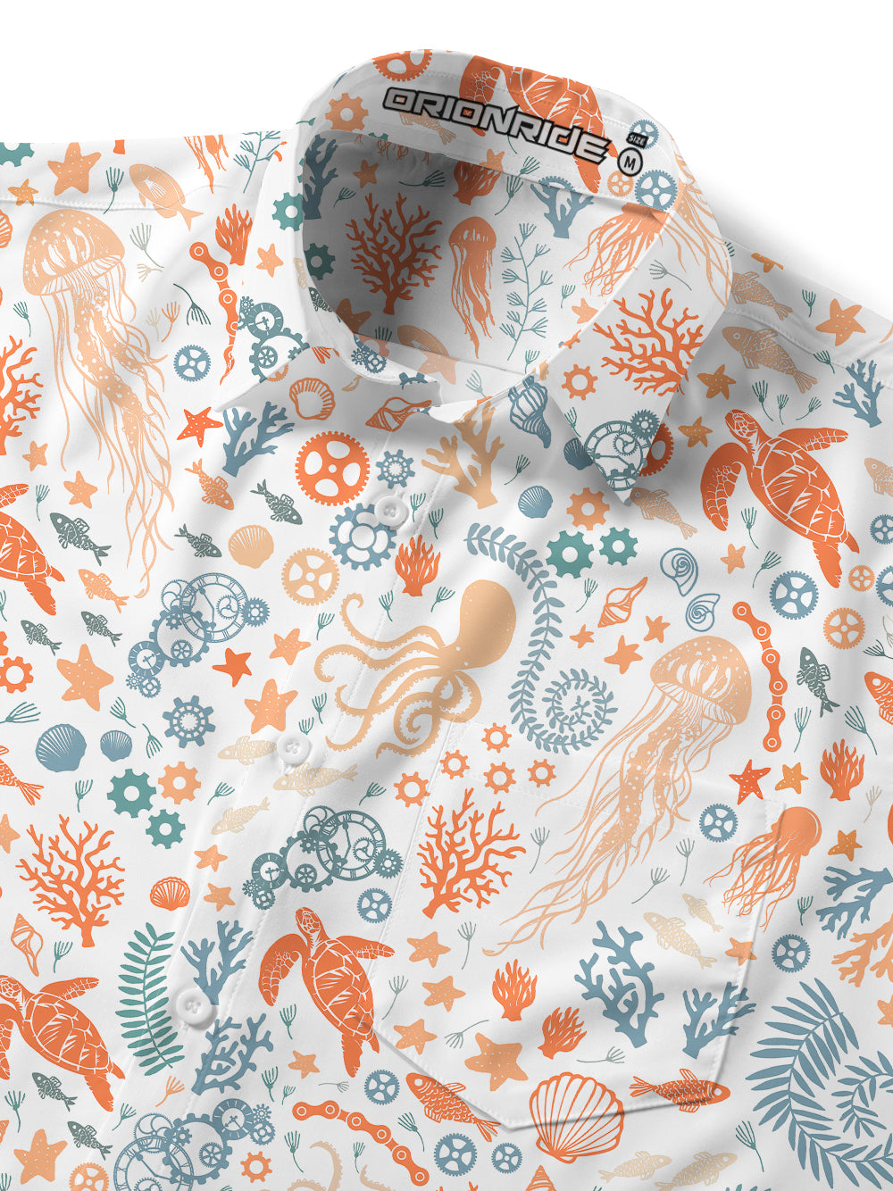 Orionride Ocean Paradise Zipper Pockets Ultra Lightweight Short Sleeves Gravel Shirt