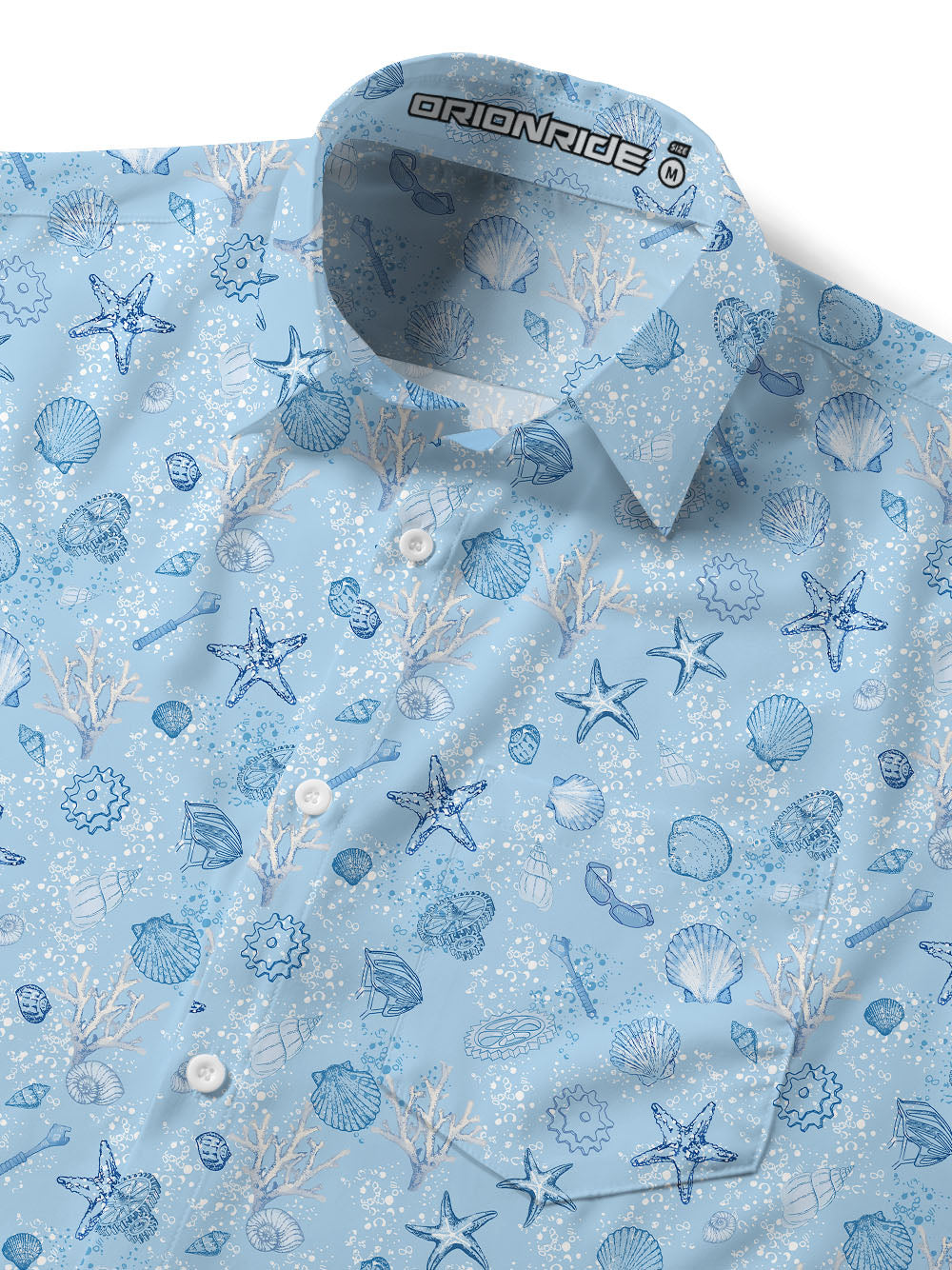 Orionride Starfish Gathering Zipper Pockets Ultra Lightweight Short Sleeves Gravel Shirt