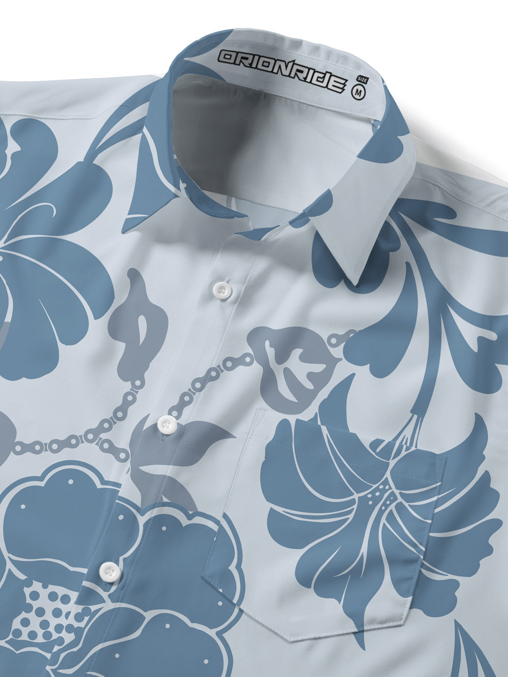 Orionride Blue Floral Zipper Pockets Ultra Lightweight Short Sleeves Gravel Shirt