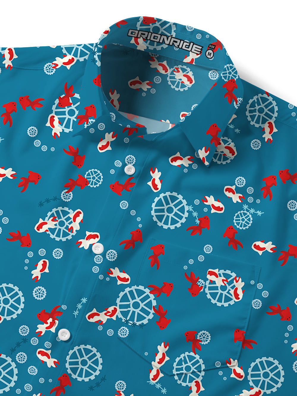 Orionride Undersea Goldfish Zipper Pockets Ultra Lightweight Short Sleeves Gravel Shirt