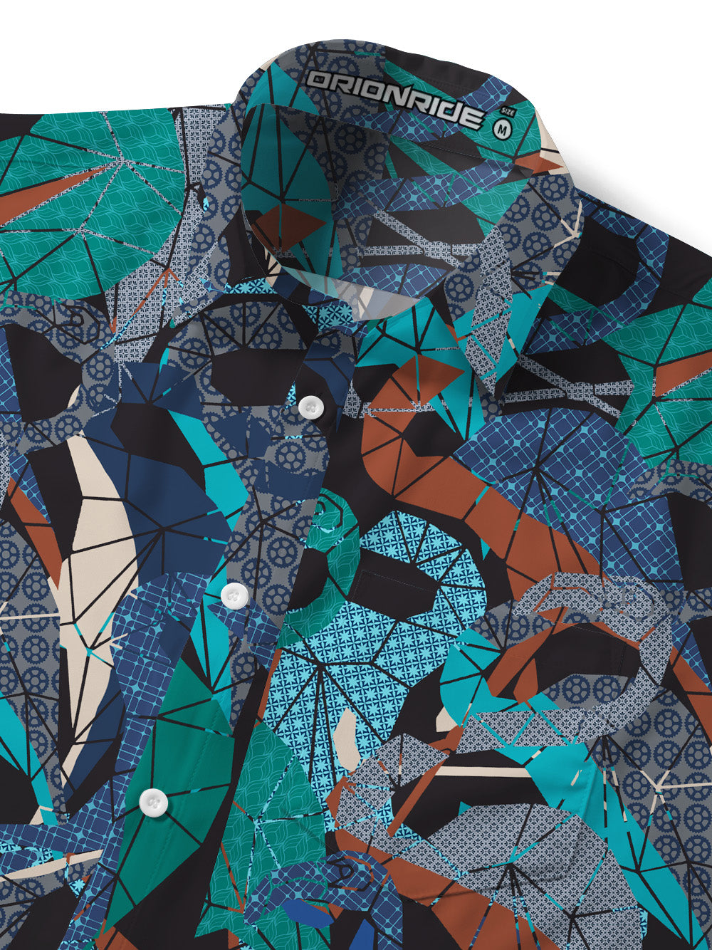 Orionride Geometric Flamingo Zipper Pockets Ultra Lightweight Short Sleeves Gravel Shirt