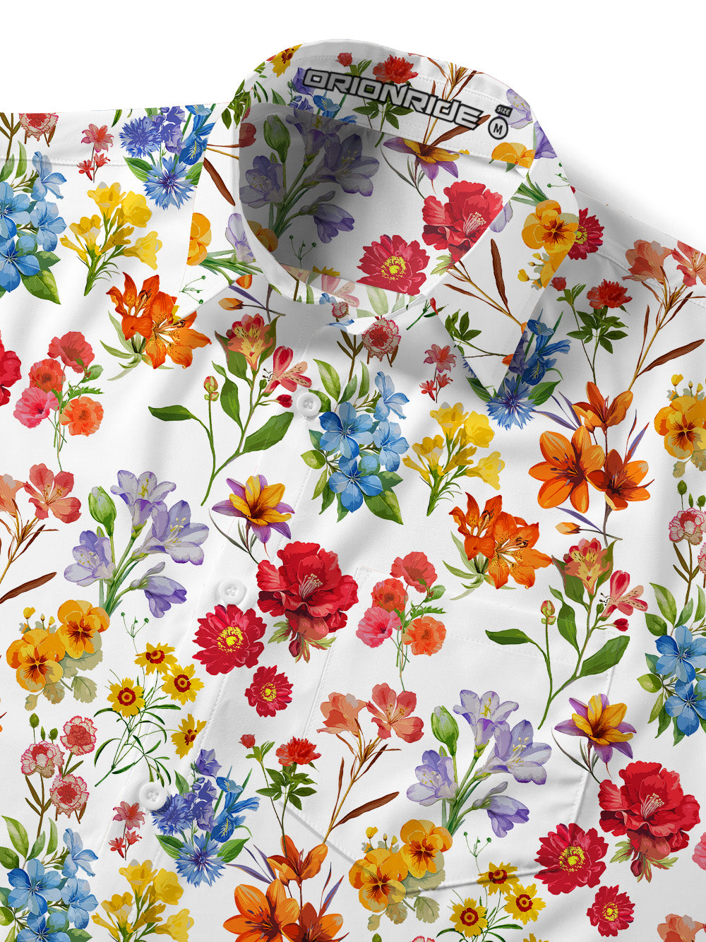 Orionride Sunshine Floral Zipper Pockets Ultra Lightweight Short Sleeves Gravel Shirt