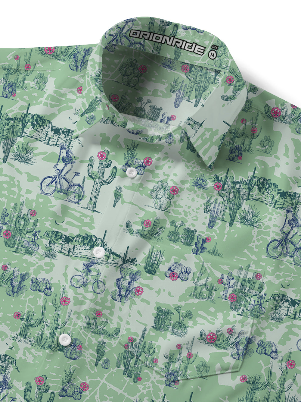 Orionride Dense Cactus Zipper Pockets Ultra Lightweight Short Sleeves Gravel Shirt