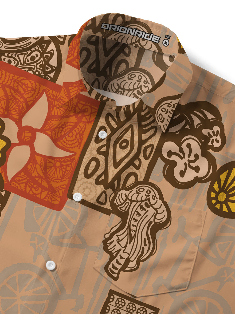 Orionride Retro Totem Zipper Pockets Ultra Lightweight Short Sleeves Gravel Shirt