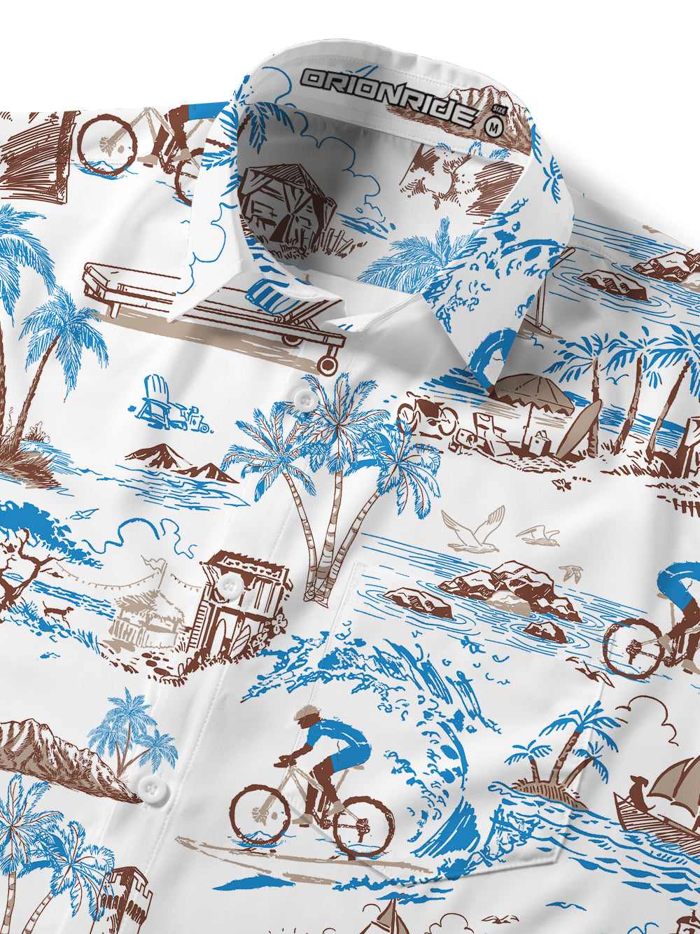 Orionride Summer Beach Zipper Pockets Ultra Lightweight Short Sleeves Gravel Shirt