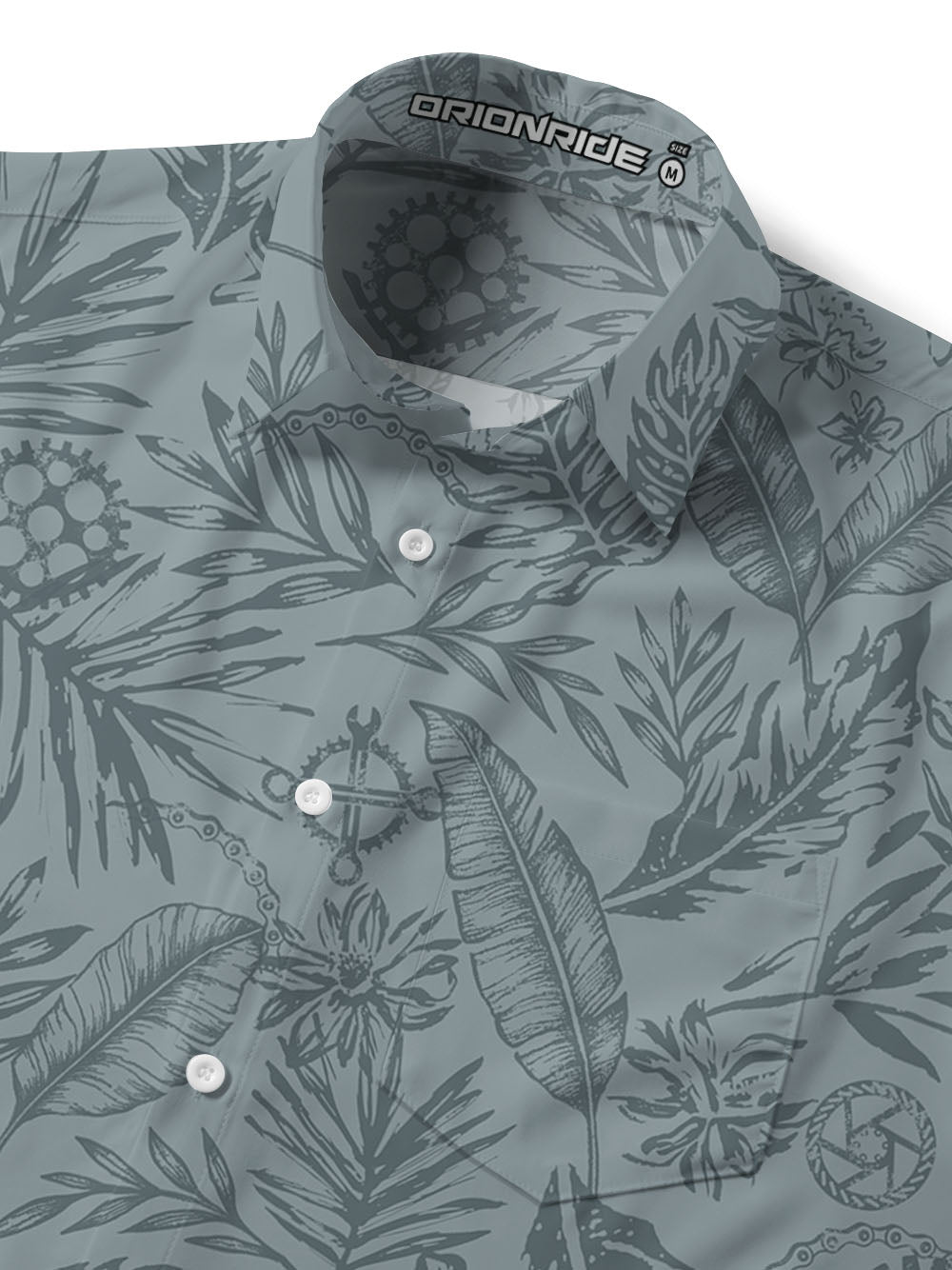 Orionride Leaves And Gears Zipper Pockets Ultra Lightweight Short Sleeves Gravel Shirt