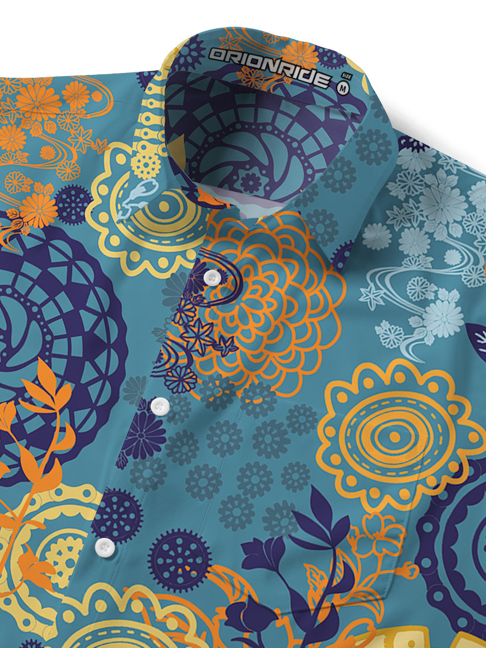 Orionride Magical Flowers Zipper Pockets Ultra Lightweight Short Sleeves Gravel Shirt