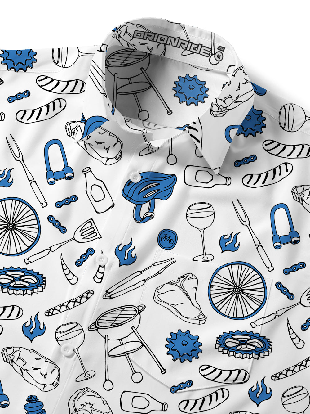 Orionride BBQ Steak Party Zipper Pockets Ultra Lightweight Short Sleeves Gravel Shirt