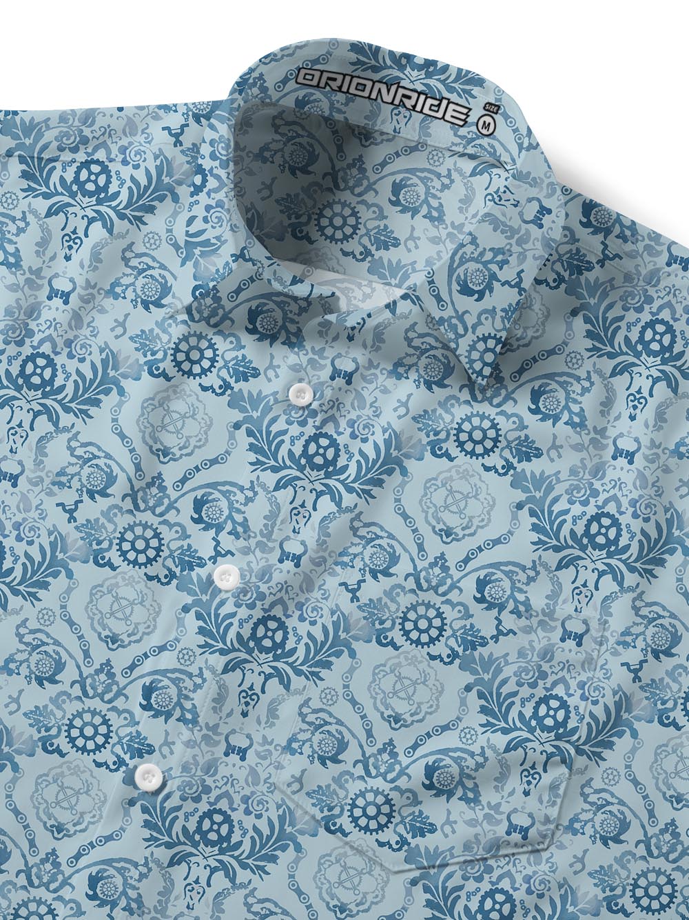 Orionride Chain Gear Flower Zipper Pockets Ultra Lightweight Short Sleeves Gravel Shirt