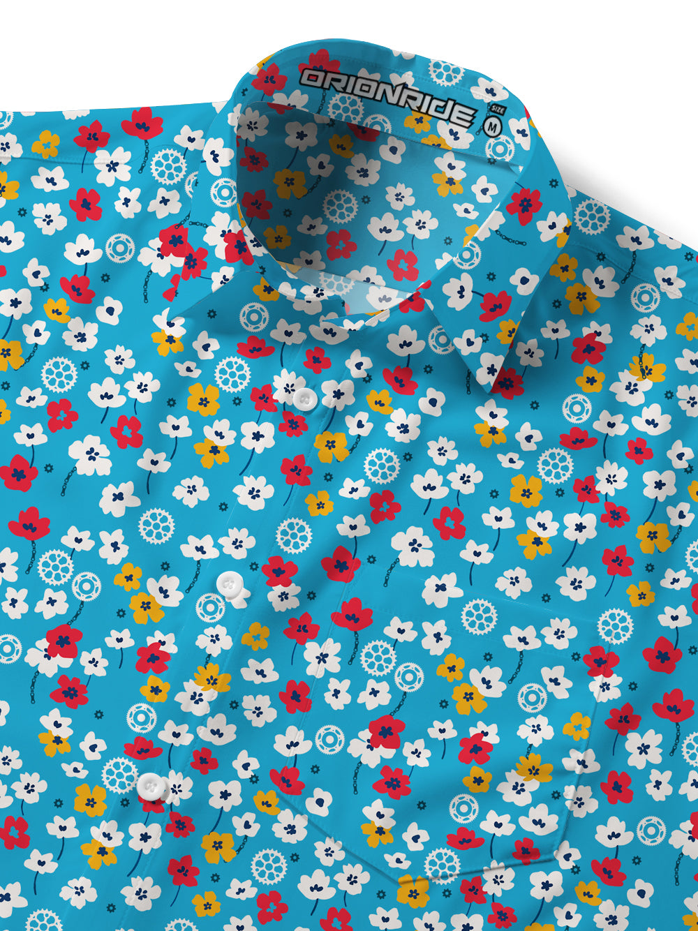 Orionride Floral Gear Zipper Pockets Ultra Lightweight Short Sleeves Gravel Shirt