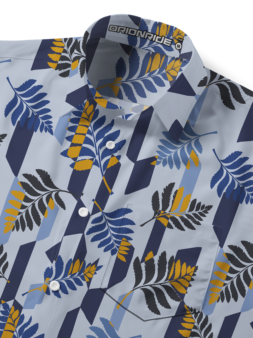 Orionride Geometric Fern Pattern Zipper Pockets Ultra Lightweight Short Sleeves Gravel Shirt