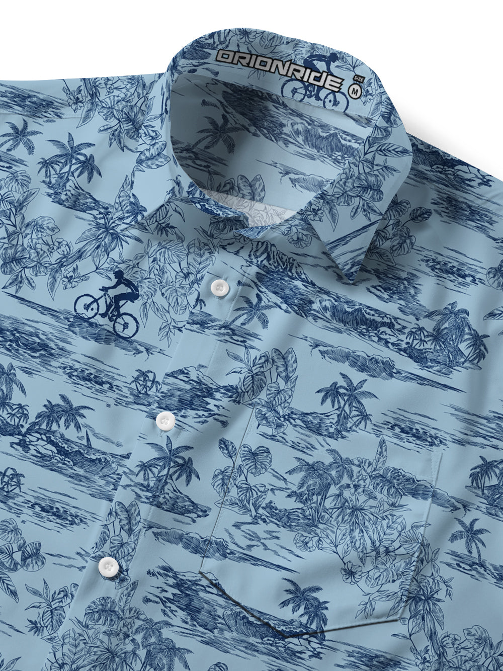 Orionride Short Sleeves Blue Island Zipper Pockets Ultra Lightweight Gravel Shirt