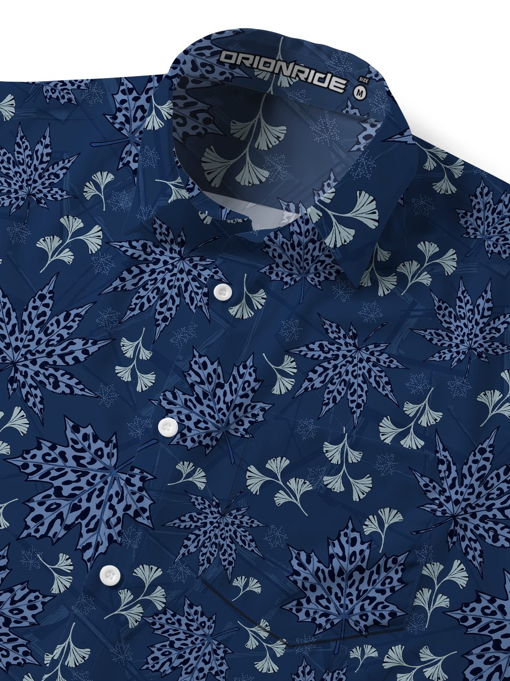 Orionride Leaf Pattern Zipper Pockets Ultra Lightweight Short Sleeves Gravel Shirt