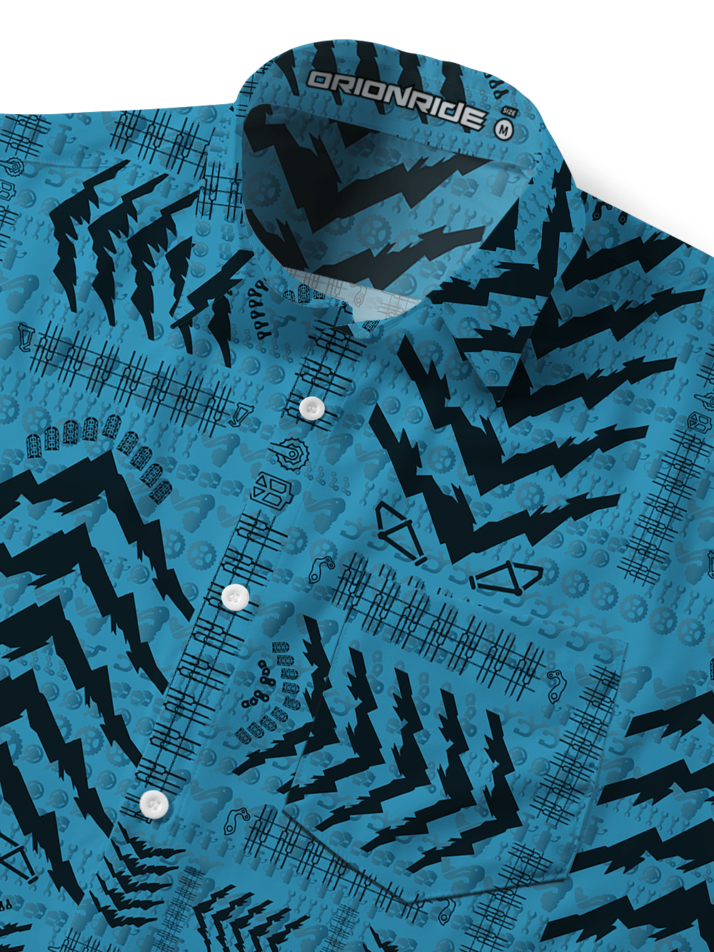 Orionride Jagged Mountain Peaks Zipper Pockets Ultra Lightweight Short Sleeves Gravel Shirt